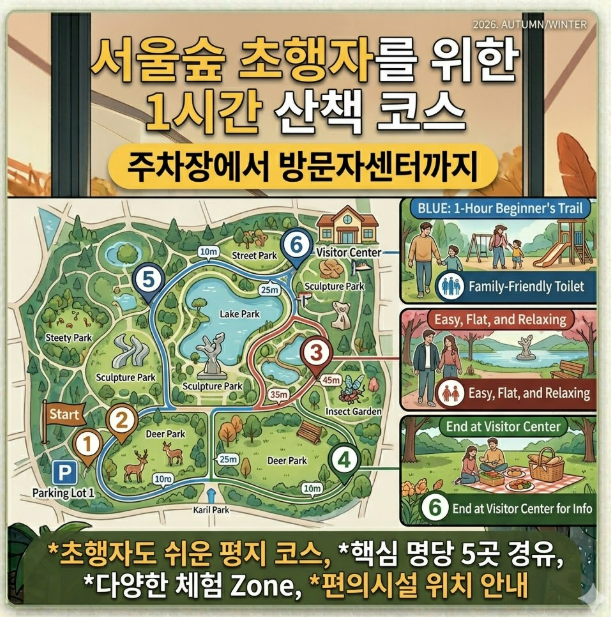 서울숲 주차장에서 방문자센터까지 초행자를 위한 1시간 산책 코스