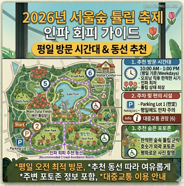 2026 서울숲 튤립축제 평일 혼잡 피하는 추천 방문 시간