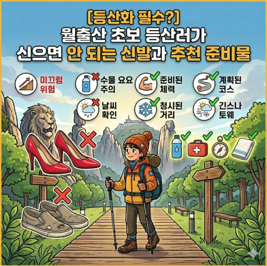 월출산 등산화 꼭 필요할까? 초보자가 신으면 안 되는 신발 6가지와 준비물 체크리스트
