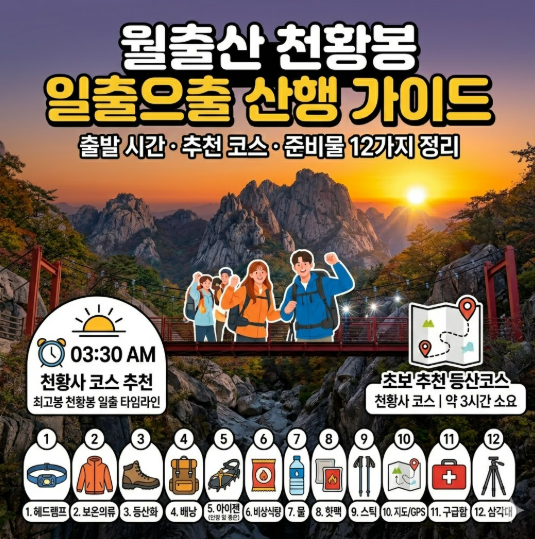 월출산 천황봉 일출 산행 가이드｜출발 시간·추천 코스·준비물 12가지 정리
