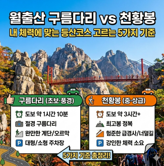 월출산 구름다리 vs 천황봉｜내 체력에 맞는 등산코스 고르는 5가지 기준