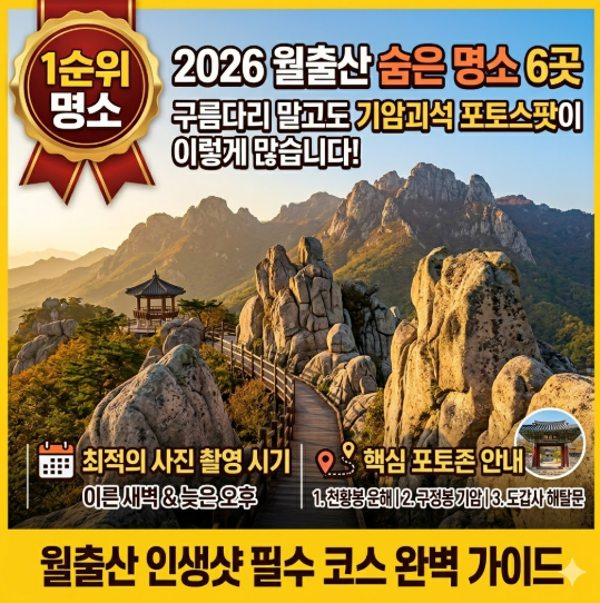 2026 월출산 사진 명소 6곳: 구름다리 말고도 기암괴석 포토스팟이 이렇게 많습니다