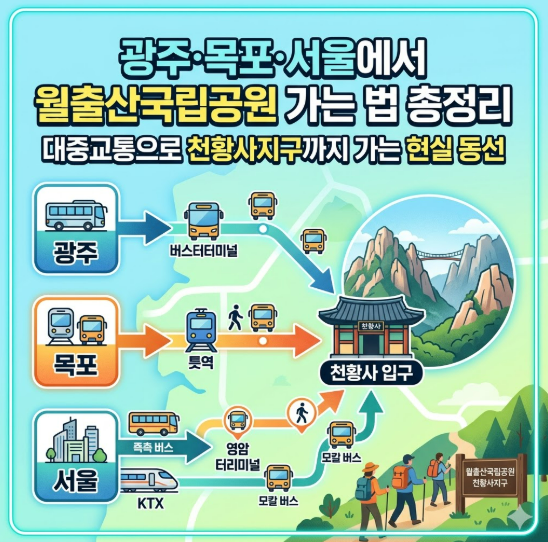 광주·목포·서울에서 월출산국립공원 가는 법 총정리｜대중교통으로 천황사지구까지 가는 현실 동선
