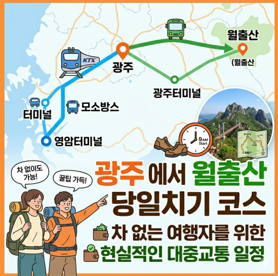 광주에서 월출산 당일치기 코스｜차 없는 여행자를 위한 현실적인 대중교통 일정