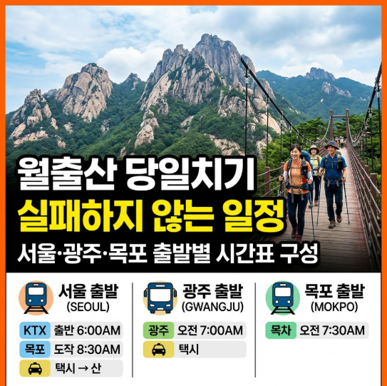 월출산 당일치기 여행 실패하지 않는 일정｜서울·광주·목포 출발별 시간표 구성