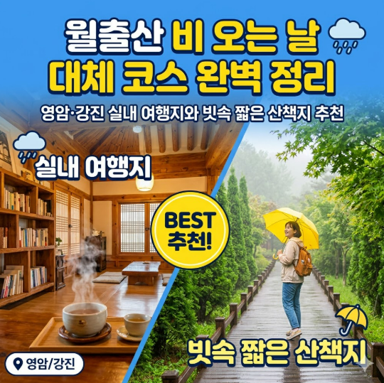 월출산 비 오는 날 대체 코스 완벽 정리｜영암·강진 실내 여행지와 빗속 짧은 산책지 추천
